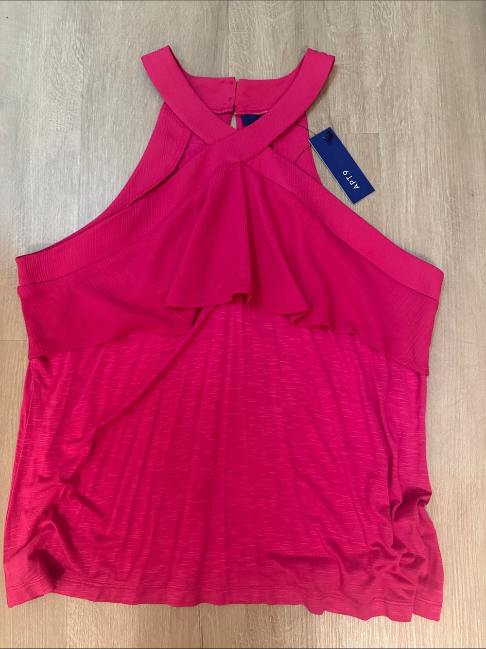 Apt. 9 Bright Pink Cross-Neck Ruffle Tank